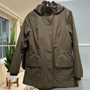 Barbour Olive Hooded Utility Trench Coat